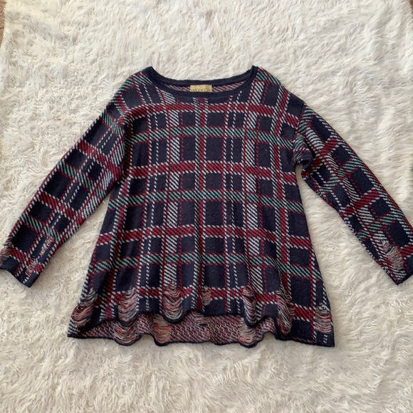 Wildfox white label plaid lenon sweater knit Xsml - Picture 2 of 11